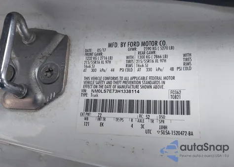 2017 Ford Transit Connect Xl из США, поврежденный, VIN NM0LS7E73H1338114